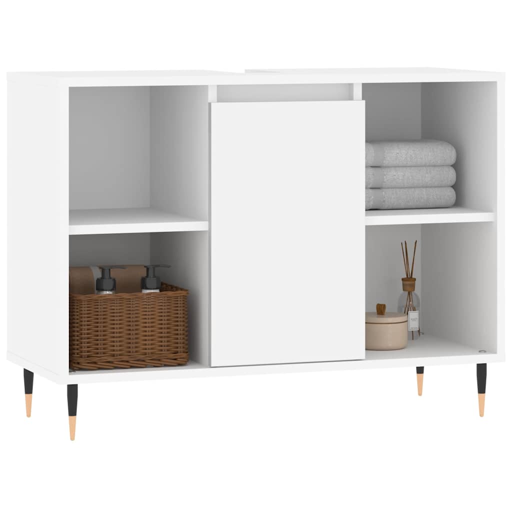 vidaXL Dulap pentru baie, alb, 80x33x60 cm, lemn compozit vidaXL Dulap pentru baie, alb, 80x33x60 cm, lemn compozit