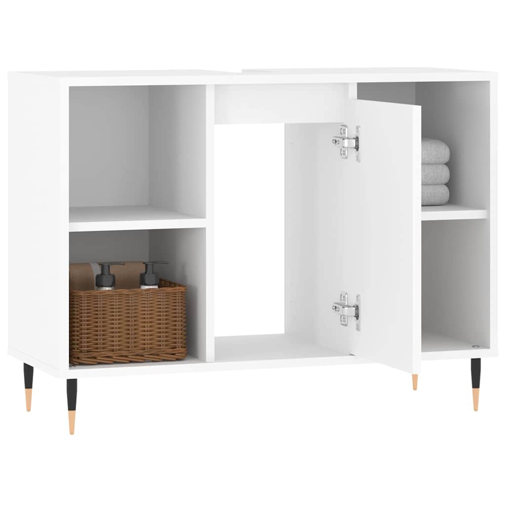 vidaXL Dulap pentru baie, alb, 80x33x60 cm, lemn compozit vidaXL Dulap pentru baie, alb, 80x33x60 cm, lemn compozit