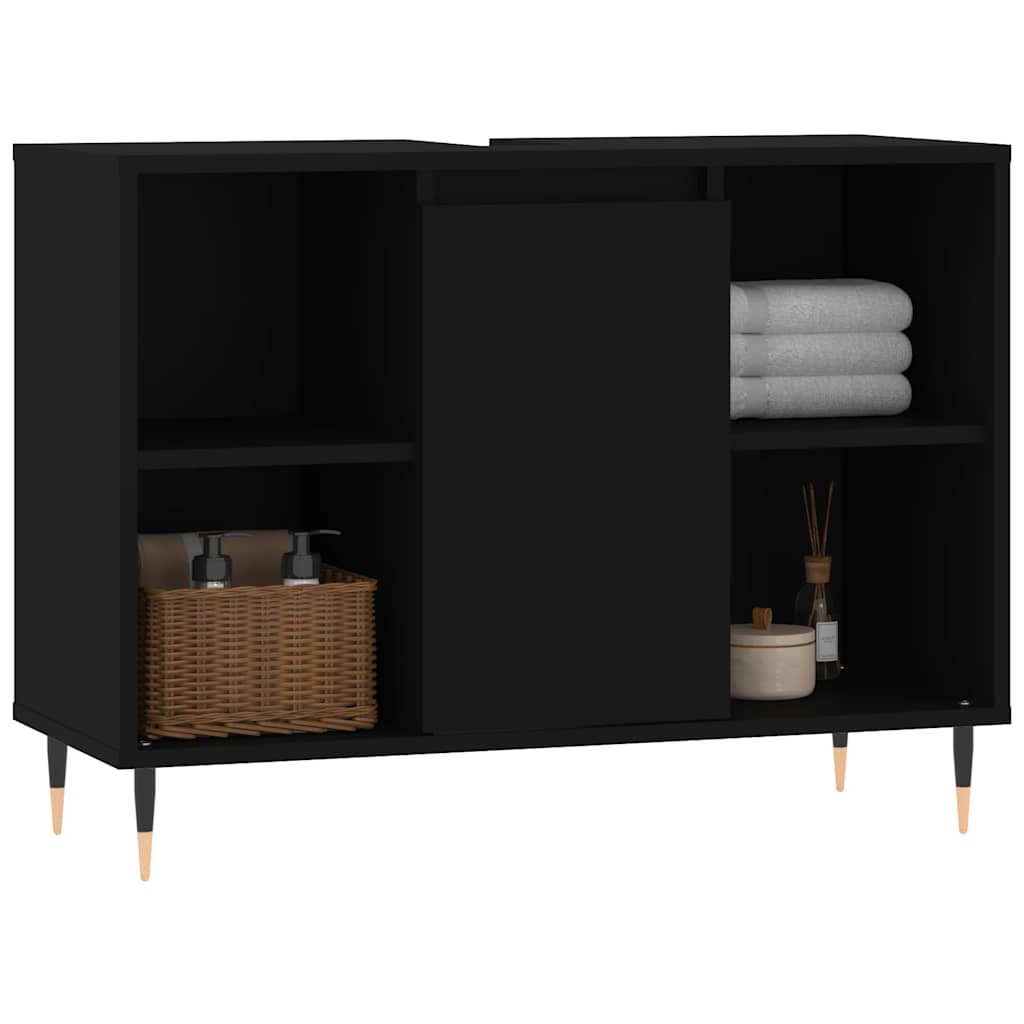 vidaXL Dulap pentru baie, negru, 80x33x60 cm, lemn compozit vidaXL Dulap pentru baie, negru, 80x33x60 cm, lemn compozit