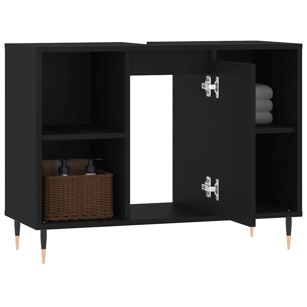 vidaXL Dulap pentru baie, negru, 80x33x60 cm, lemn compozit vidaXL Dulap pentru baie, negru, 80x33x60 cm, lemn compozit