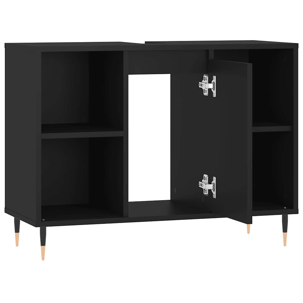 vidaXL Dulap pentru baie, negru, 80x33x60 cm, lemn compozit vidaXL Dulap pentru baie, negru, 80x33x60 cm, lemn compozit