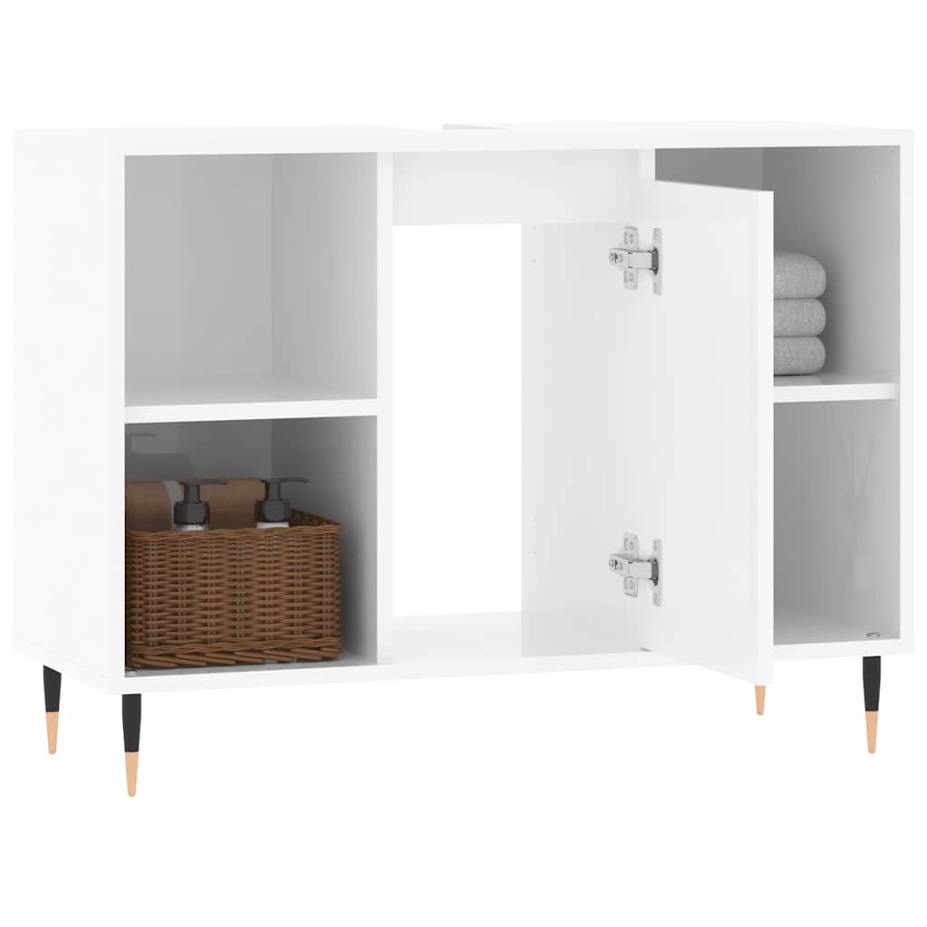 vidaXL Dulap pentru baie, alb extralucios, 80x33x60 cm, lemn compozit vidaXL Dulap pentru baie, alb extralucios, 80x33x60 cm, lemn compozit