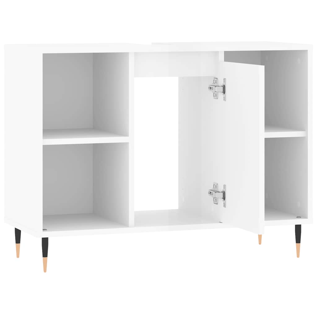 vidaXL Dulap pentru baie, alb extralucios, 80x33x60 cm, lemn compozit vidaXL Dulap pentru baie, alb extralucios, 80x33x60 cm, lemn compozit