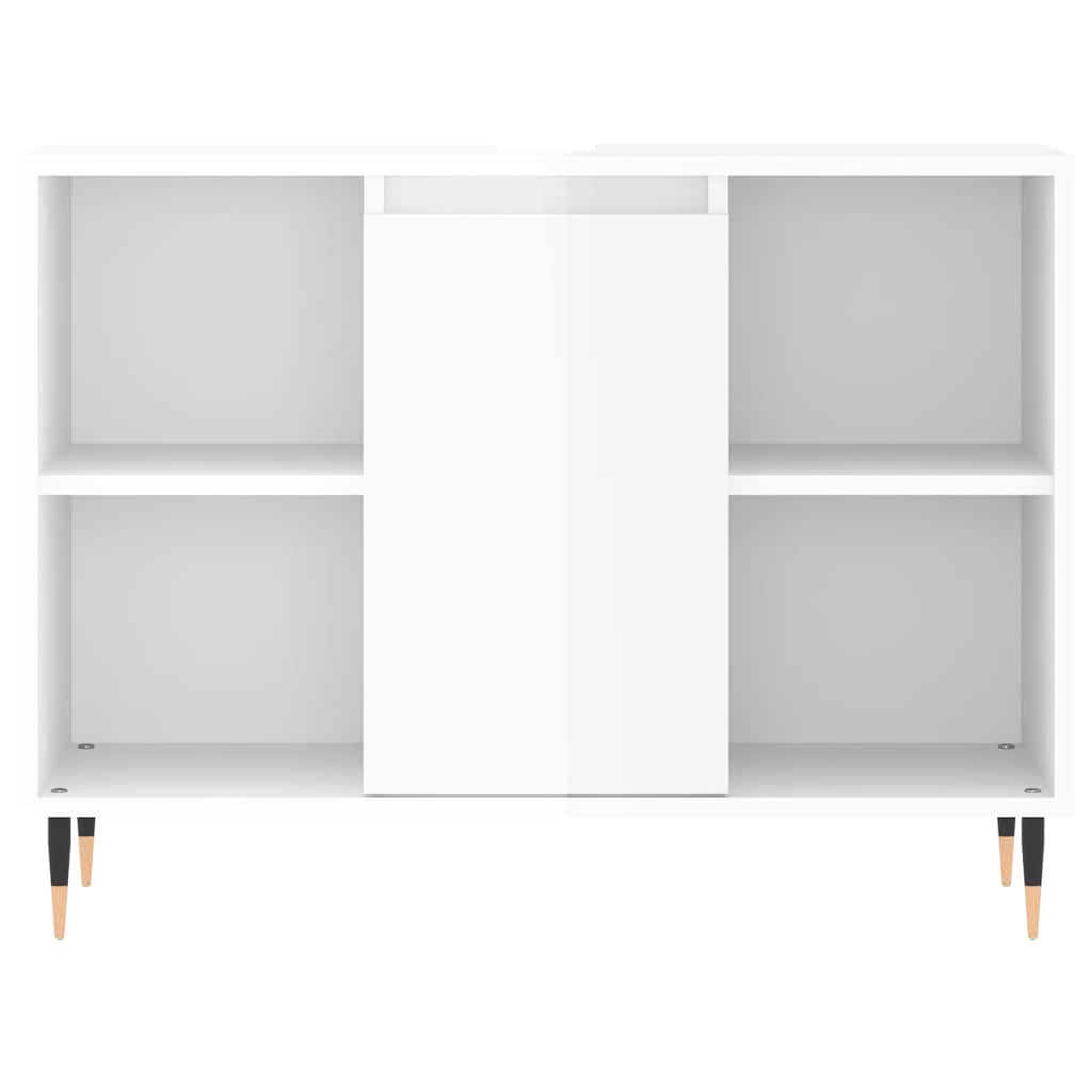 vidaXL Dulap pentru baie, alb extralucios, 80x33x60 cm, lemn compozit vidaXL Dulap pentru baie, alb extralucios, 80x33x60 cm, lemn compozit