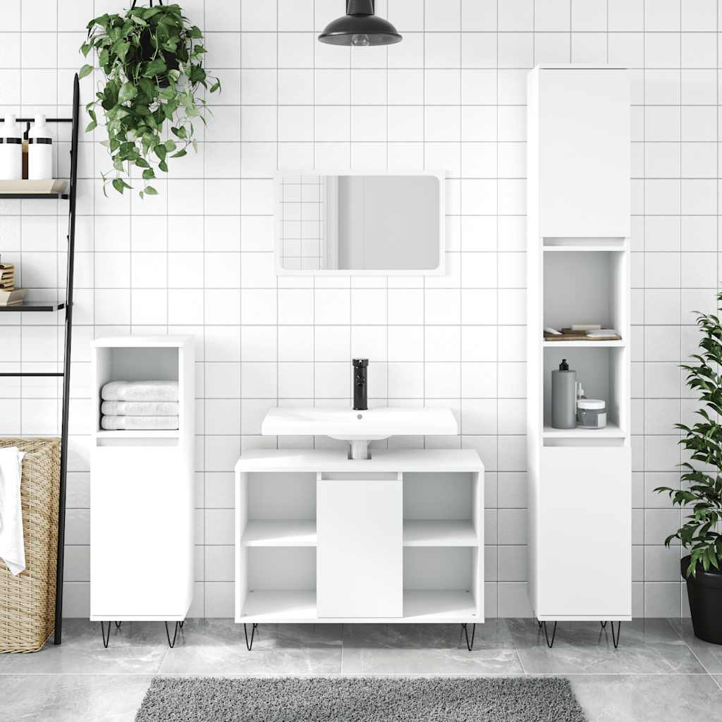 vidaXL Dulap pentru baie, alb, 80x33x60 cm, lemn compozit vidaXL Dulap pentru baie, alb, 80x33x60 cm, lemn compozit