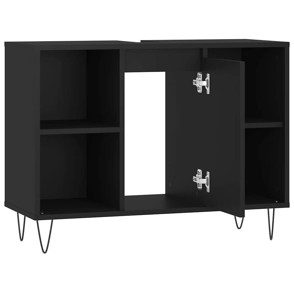 vidaXL Dulap pentru baie, negru, 80x33x60 cm, lemn compozit vidaXL Dulap pentru baie, negru, 80x33x60 cm, lemn compozit