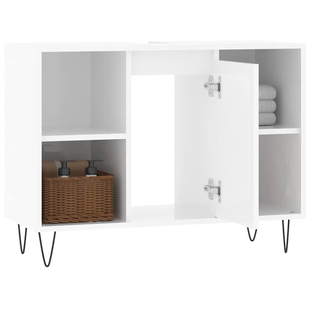 vidaXL Dulap pentru baie, alb extralucios, 80x33x60 cm, lemn compozit vidaXL Dulap pentru baie, alb extralucios, 80x33x60 cm, lemn compozit