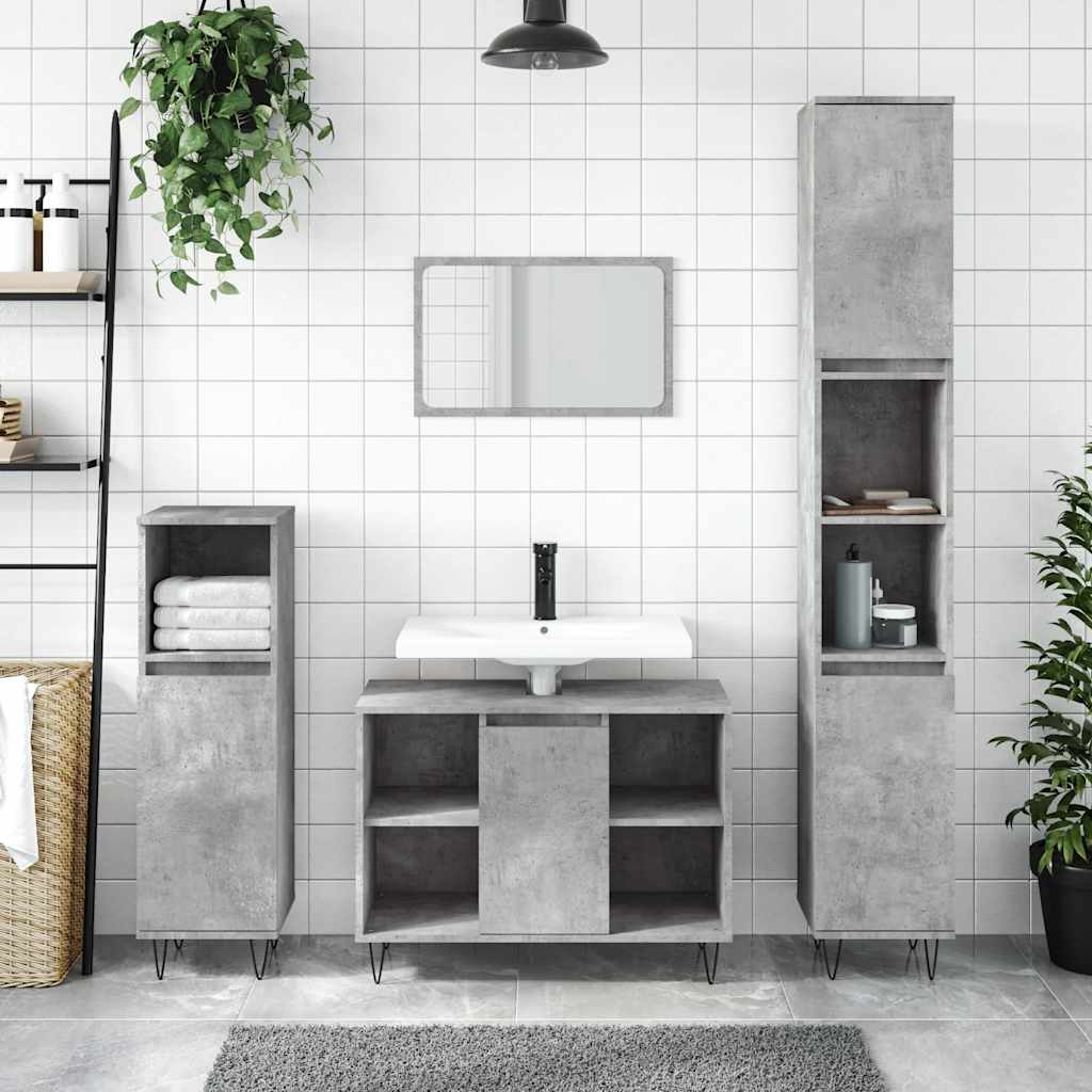 vidaXL Dulap pentru baie, gri beton, 80x33x60 cm, lemn compozit vidaXL Dulap pentru baie, gri beton, 80x33x60 cm, lemn compozit