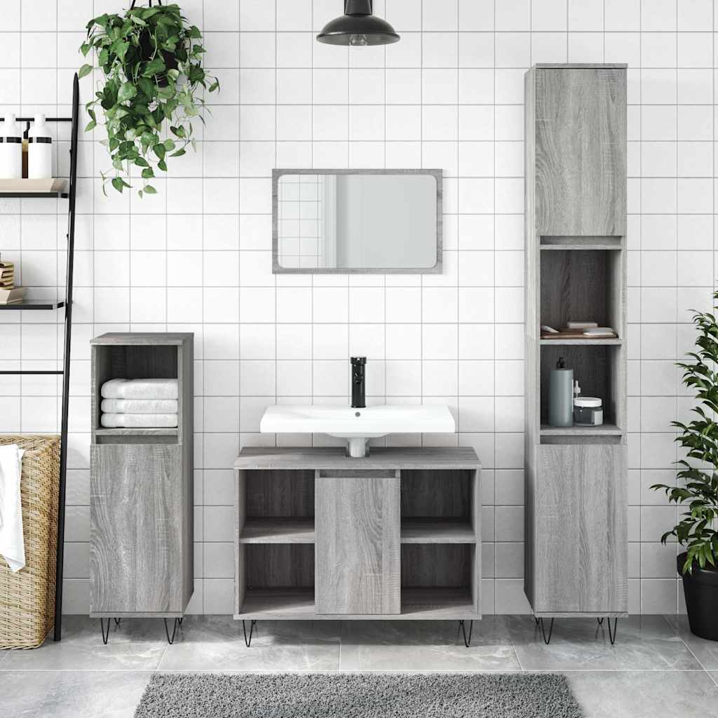 vidaXL Dulap pentru baie, gri sonoma, 80x33x60 cm, lemn compozit vidaXL Dulap pentru baie, gri sonoma, 80x33x60 cm, lemn compozit