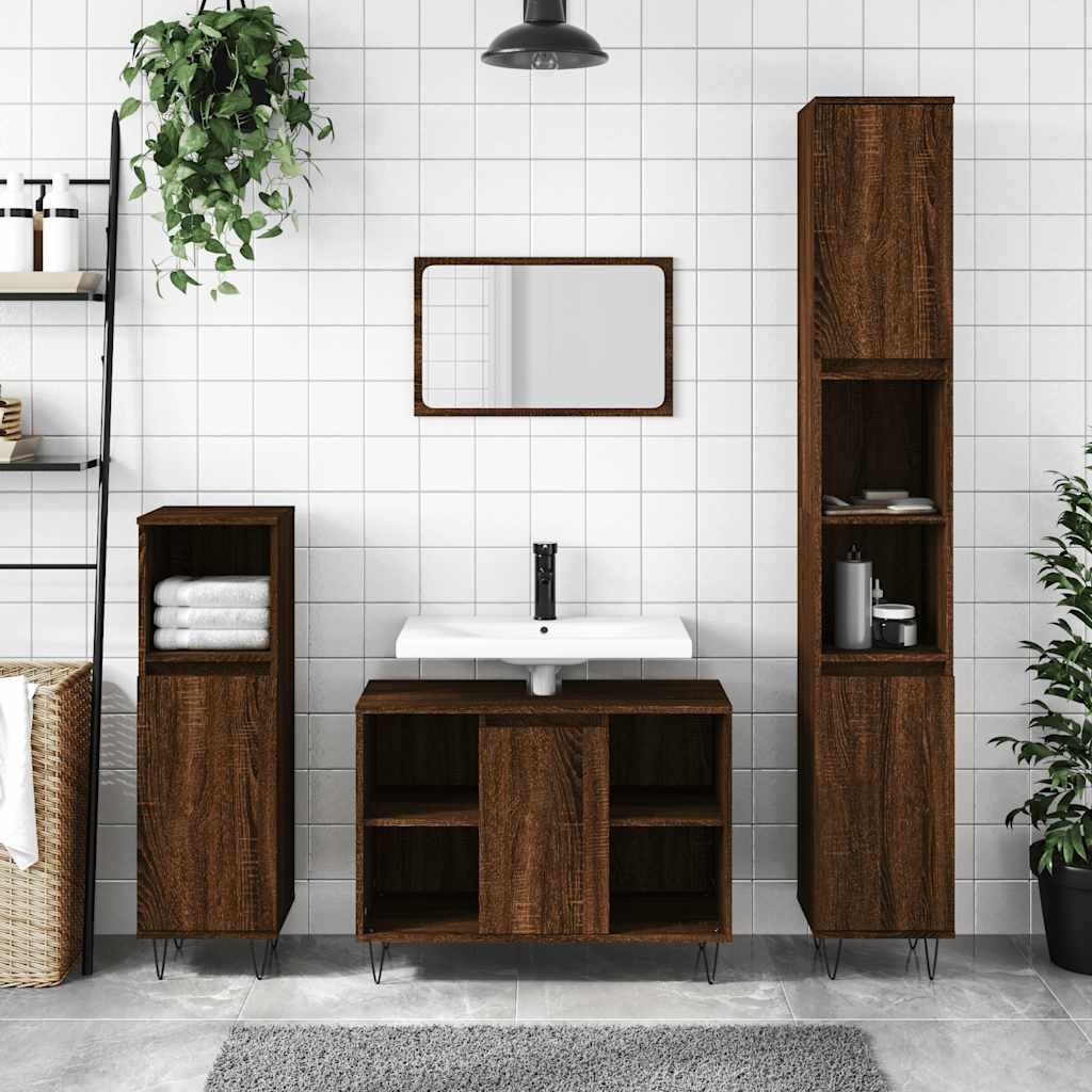 vidaXL Dulap pentru baie, stejar maro, 80x33x60 cm, lemn compozit vidaXL Dulap pentru baie, stejar maro, 80x33x60 cm, lemn compozit
