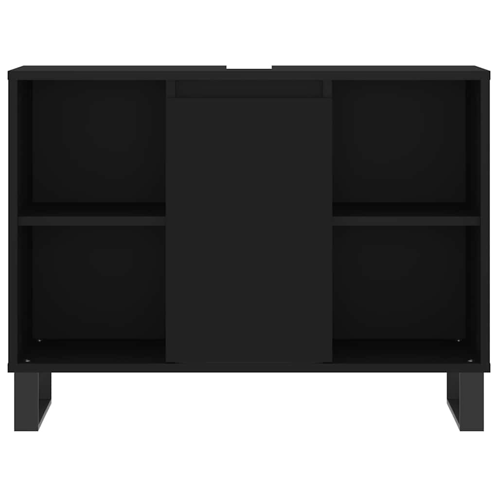 vidaXL Dulap pentru baie, negru, 80x33x60 cm, lemn compozit vidaXL Dulap pentru baie, negru, 80x33x60 cm, lemn compozit