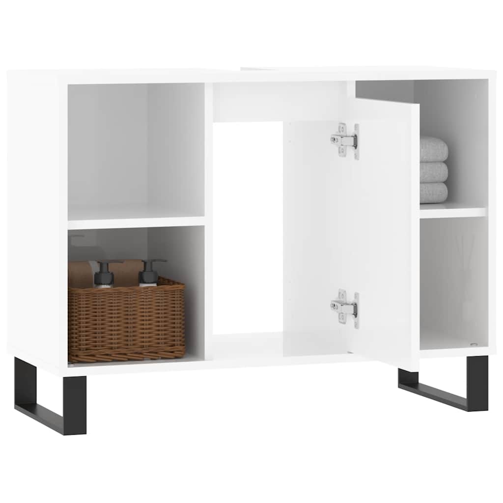 vidaXL Dulap pentru baie, alb extralucios, 80x33x60 cm, lemn compozit vidaXL Dulap pentru baie, alb extralucios, 80x33x60 cm, lemn compozit