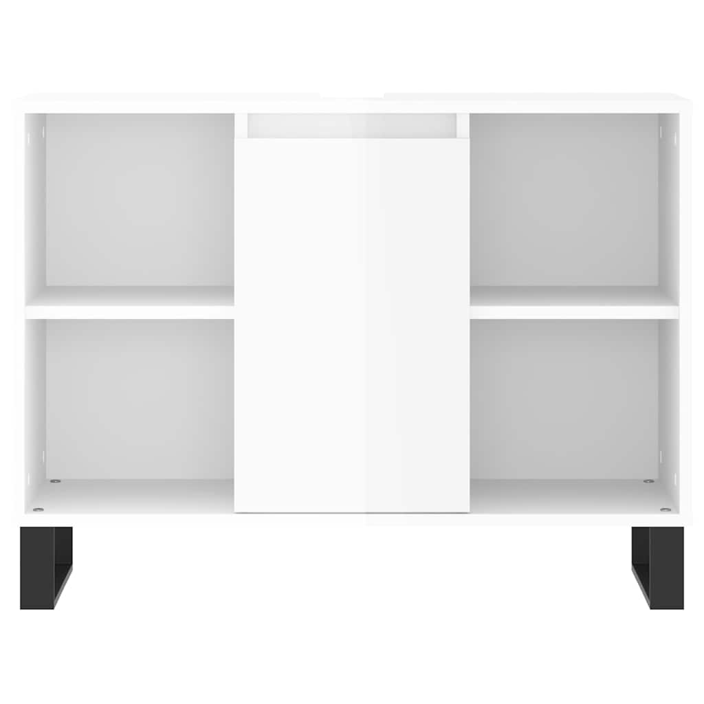 vidaXL Dulap pentru baie, alb extralucios, 80x33x60 cm, lemn compozit vidaXL Dulap pentru baie, alb extralucios, 80x33x60 cm, lemn compozit