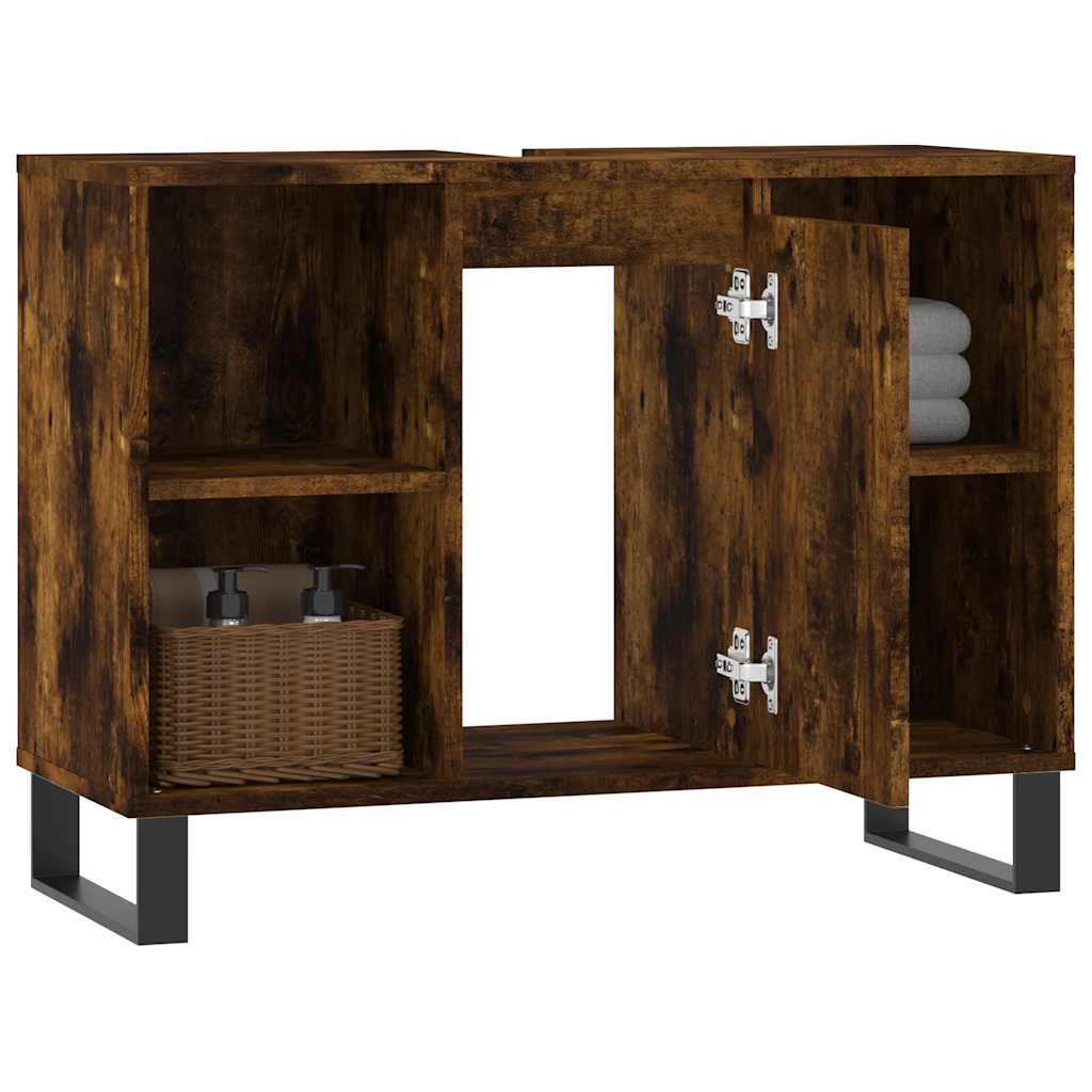 vidaXL Dulap pentru baie, stejar fumuriu, 80x33x60 cm, lemn compozit vidaXL Dulap pentru baie, stejar fumuriu, 80x33x60 cm, lemn compozit