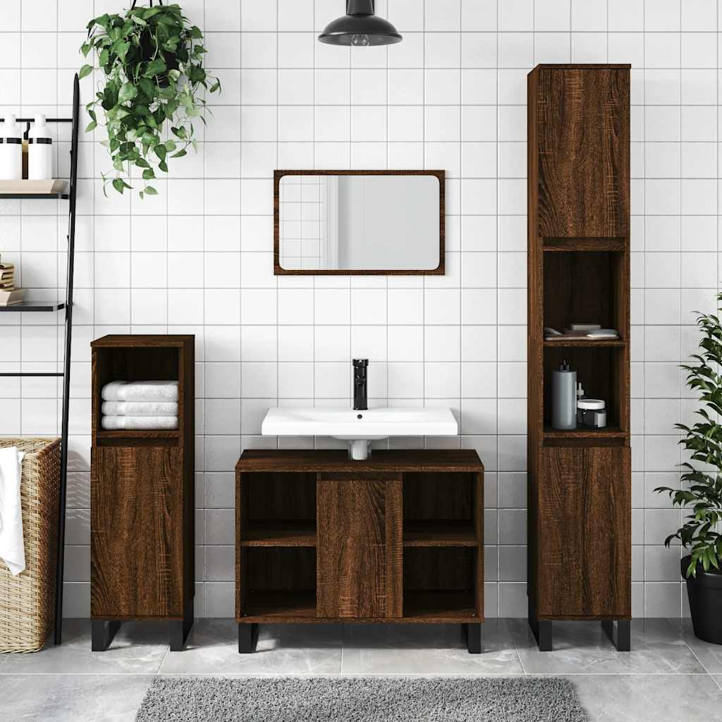 vidaXL Dulap pentru baie, stejar maro, 80x33x60 cm, lemn compozit vidaXL Dulap pentru baie, stejar maro, 80x33x60 cm, lemn compozit