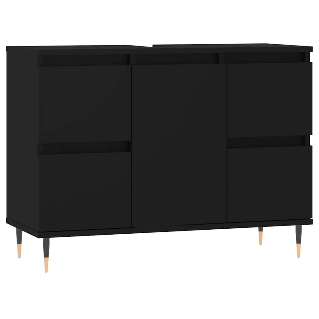 vidaXL Dulap pentru baie, negru, 80x33x60 cm, lemn compozit vidaXL Dulap pentru baie, negru, 80x33x60 cm, lemn compozit