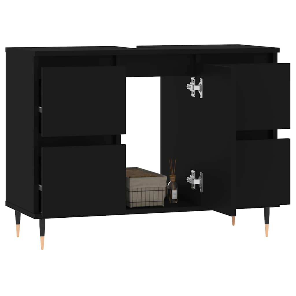 vidaXL Dulap pentru baie, negru, 80x33x60 cm, lemn compozit vidaXL Dulap pentru baie, negru, 80x33x60 cm, lemn compozit