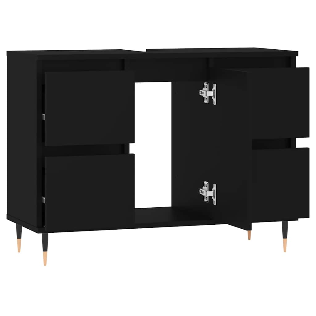 vidaXL Dulap pentru baie, negru, 80x33x60 cm, lemn compozit vidaXL Dulap pentru baie, negru, 80x33x60 cm, lemn compozit