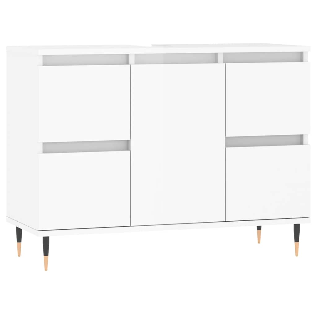 vidaXL Dulap pentru baie, alb extralucios, 80x33x60 cm, lemn compozit vidaXL Dulap pentru baie, alb extralucios, 80x33x60 cm, lemn compozit