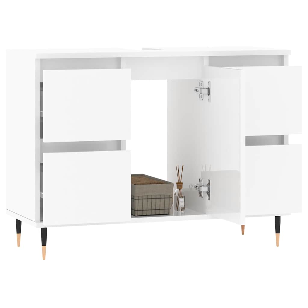 vidaXL Dulap pentru baie, alb extralucios, 80x33x60 cm, lemn compozit vidaXL Dulap pentru baie, alb extralucios, 80x33x60 cm, lemn compozit