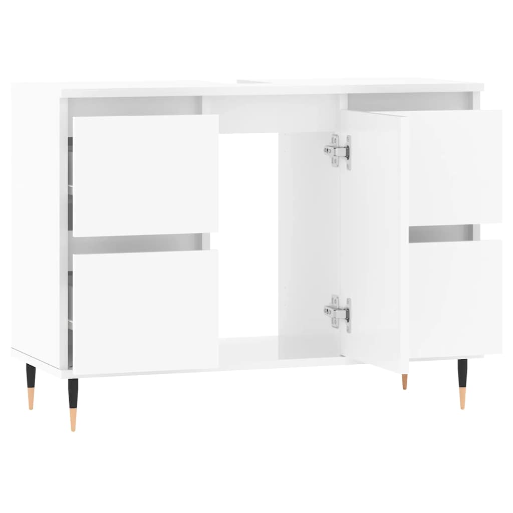 vidaXL Dulap pentru baie, alb extralucios, 80x33x60 cm, lemn compozit vidaXL Dulap pentru baie, alb extralucios, 80x33x60 cm, lemn compozit
