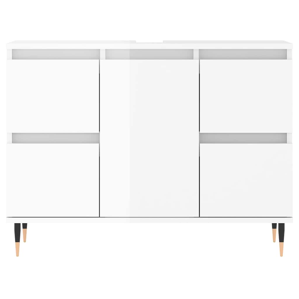 vidaXL Dulap pentru baie, alb extralucios, 80x33x60 cm, lemn compozit vidaXL Dulap pentru baie, alb extralucios, 80x33x60 cm, lemn compozit