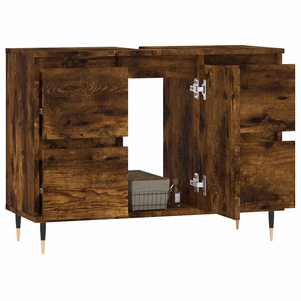 vidaXL Dulap pentru baie, stejar fumuriu, 80x33x60 cm, lemn compozit vidaXL Dulap pentru baie, stejar fumuriu, 80x33x60 cm, lemn compozit