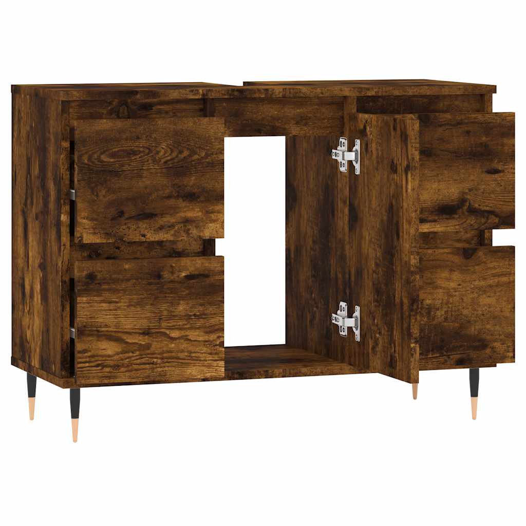 vidaXL Dulap pentru baie, stejar fumuriu, 80x33x60 cm, lemn compozit vidaXL Dulap pentru baie, stejar fumuriu, 80x33x60 cm, lemn compozit