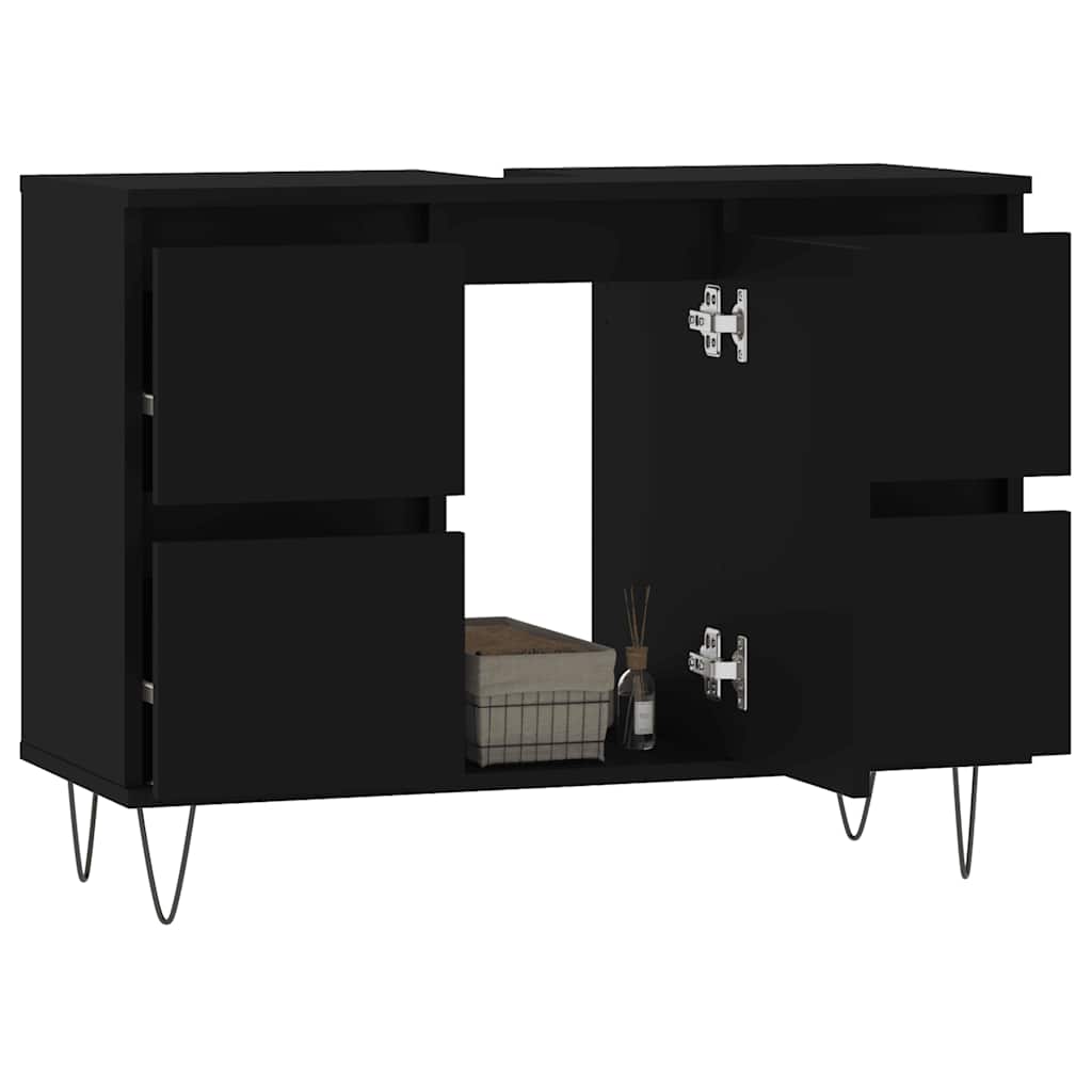 vidaXL Dulap pentru baie, negru, 80x33x60 cm, lemn compozit vidaXL Dulap pentru baie, negru, 80x33x60 cm, lemn compozit