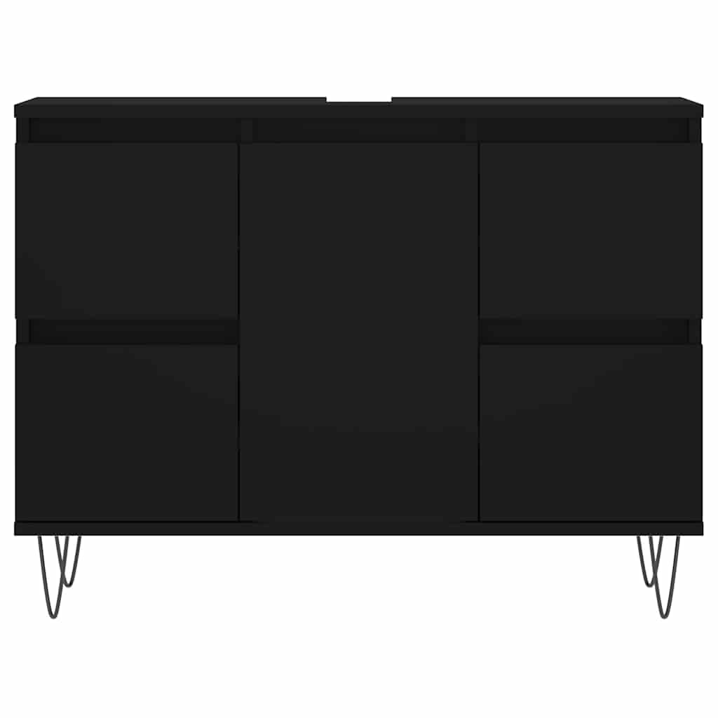 vidaXL Dulap pentru baie, negru, 80x33x60 cm, lemn compozit vidaXL Dulap pentru baie, negru, 80x33x60 cm, lemn compozit
