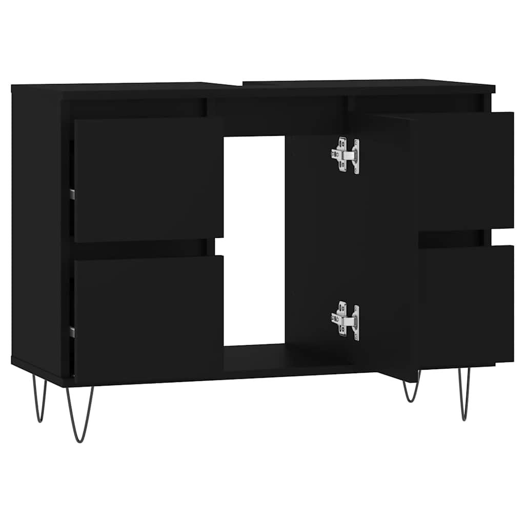 vidaXL Dulap pentru baie, negru, 80x33x60 cm, lemn compozit vidaXL Dulap pentru baie, negru, 80x33x60 cm, lemn compozit
