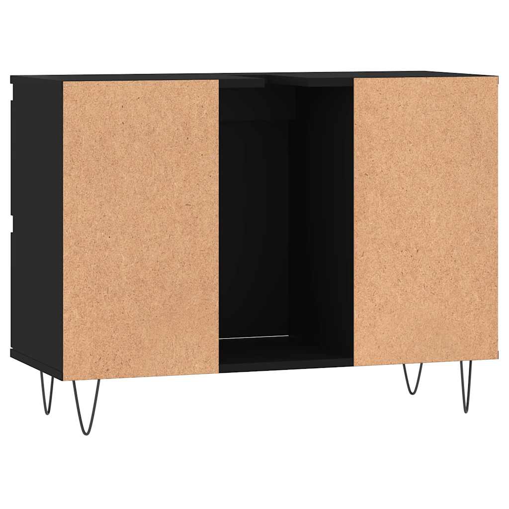 vidaXL Dulap pentru baie, negru, 80x33x60 cm, lemn compozit vidaXL Dulap pentru baie, negru, 80x33x60 cm, lemn compozit