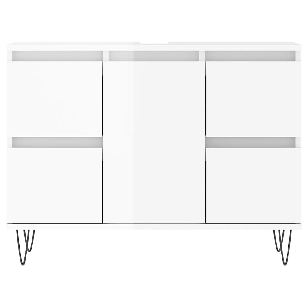 vidaXL Dulap pentru baie, alb extralucios, 80x33x60 cm, lemn compozit vidaXL Dulap pentru baie, alb extralucios, 80x33x60 cm, lemn compozit