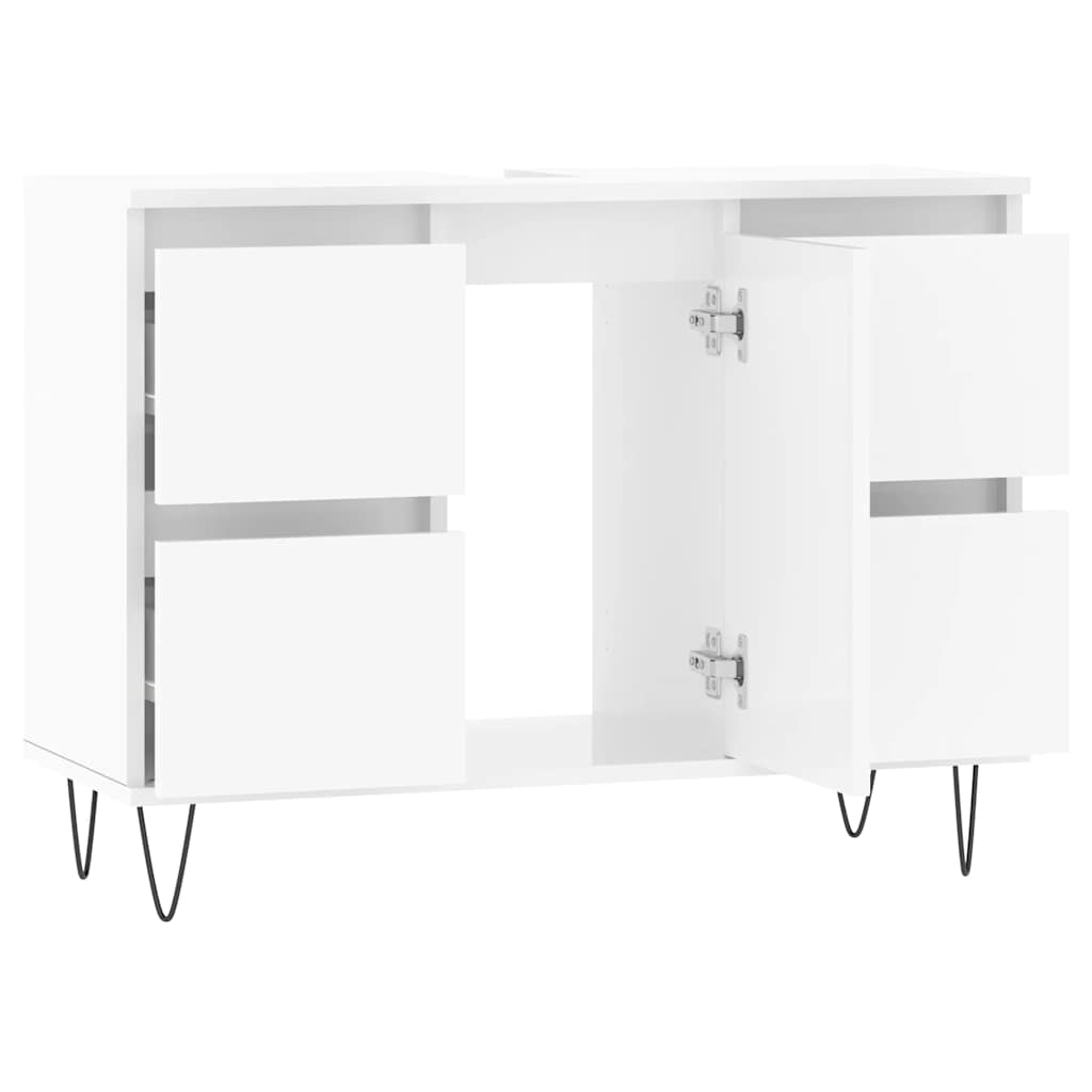 vidaXL Dulap pentru baie, alb extralucios, 80x33x60 cm, lemn compozit vidaXL Dulap pentru baie, alb extralucios, 80x33x60 cm, lemn compozit