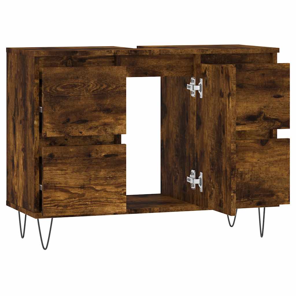 vidaXL Dulap pentru baie, stejar fumuriu, 80x33x60 cm, lemn compozit vidaXL Dulap pentru baie, stejar fumuriu, 80x33x60 cm, lemn compozit