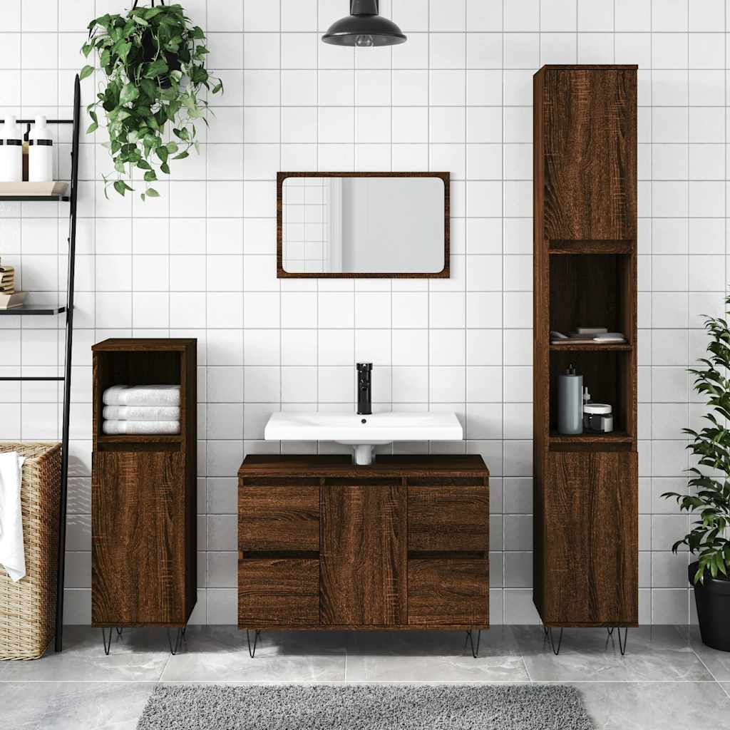 vidaXL Dulap pentru baie, stejar maro, 80x33x60 cm, lemn compozit vidaXL Dulap pentru baie, stejar maro, 80x33x60 cm, lemn compozit
