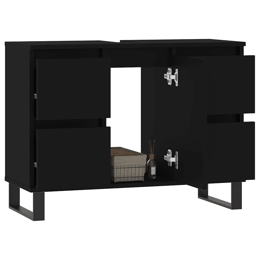 vidaXL Dulap pentru baie, negru, 80x33x60 cm, lemn compozit vidaXL Dulap pentru baie, negru, 80x33x60 cm, lemn compozit