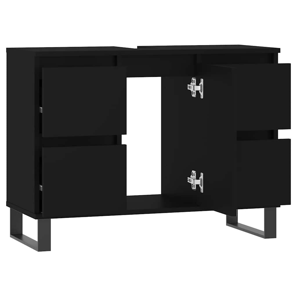 vidaXL Dulap pentru baie, negru, 80x33x60 cm, lemn compozit vidaXL Dulap pentru baie, negru, 80x33x60 cm, lemn compozit