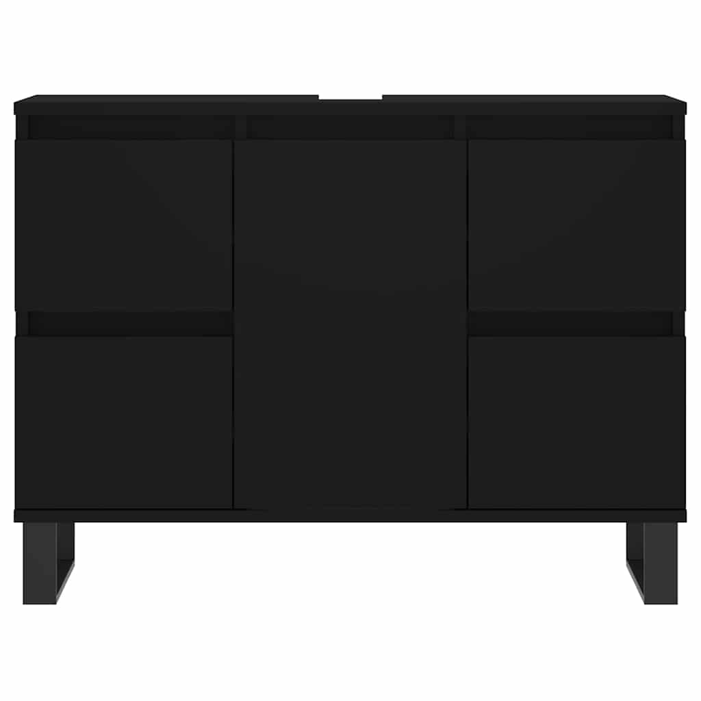 vidaXL Dulap pentru baie, negru, 80x33x60 cm, lemn compozit vidaXL Dulap pentru baie, negru, 80x33x60 cm, lemn compozit