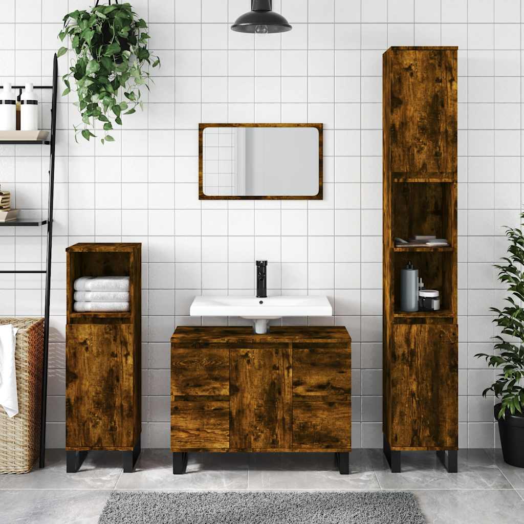 vidaXL Dulap pentru baie, stejar fumuriu, 80x33x60 cm, lemn compozit vidaXL Dulap pentru baie, stejar fumuriu, 80x33x60 cm, lemn compozit