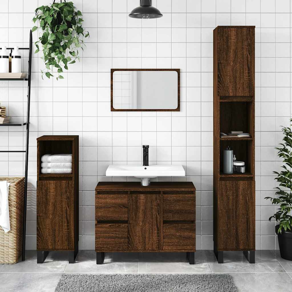 vidaXL Dulap pentru baie, stejar maro, 80x33x60 cm, lemn compozit vidaXL Dulap pentru baie, stejar maro, 80x33x60 cm, lemn compozit