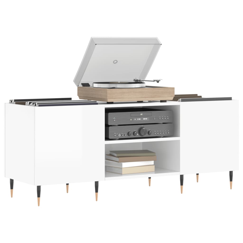 vidaXL Dulapuri pentru discuri alb lucios 121x38x48 cm, lemn prelucrat vidaXL Dulapuri pentru discuri alb lucios 121x38x48 cm, lemn prelucrat
