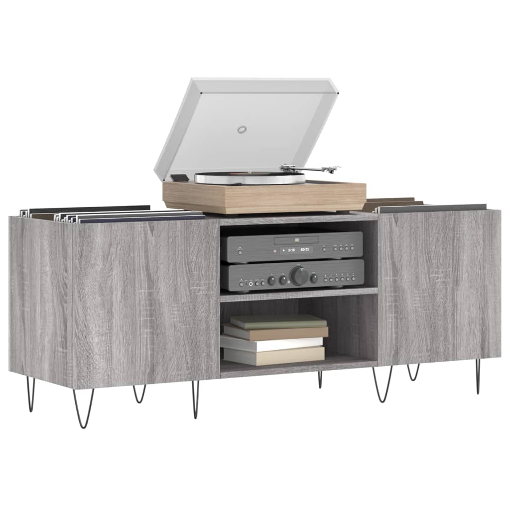 vidaXL Dulap pentru discuri gri sonoma, 121x38x48 cm, lemn prelucrat