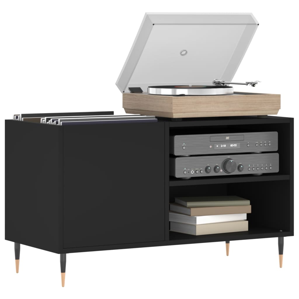 vidaXL Dulap pentru discuri, negru, 85x38x48 cm, lemn prelucrat vidaXL Dulap pentru discuri, negru, 85x38x48 cm, lemn prelucrat