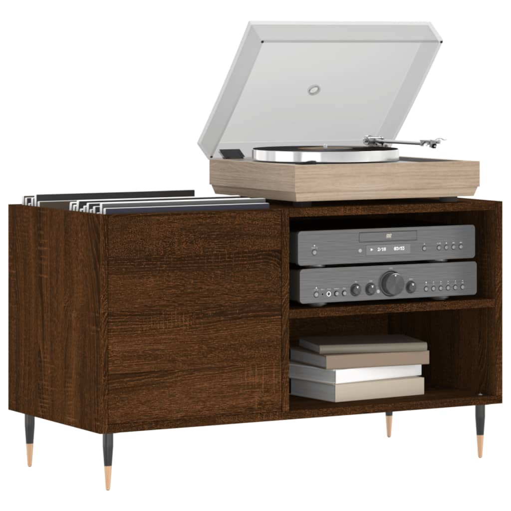 vidaXL Dulap pentru discuri stejar maro, 85x38x48 cm, lemn prelucrat