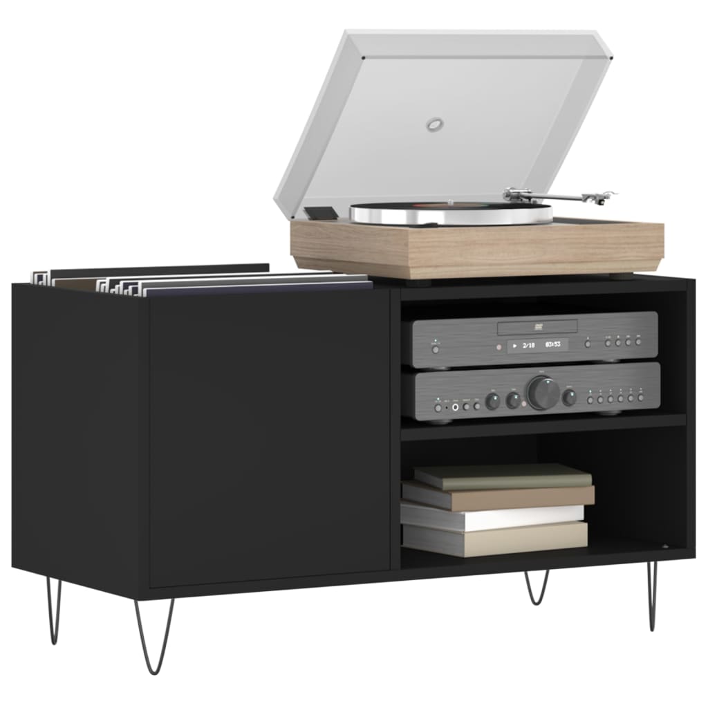 vidaXL Dulap pentru discuri, negru, 85x38x48 cm, lemn prelucrat vidaXL Dulap pentru discuri, negru, 85x38x48 cm, lemn prelucrat