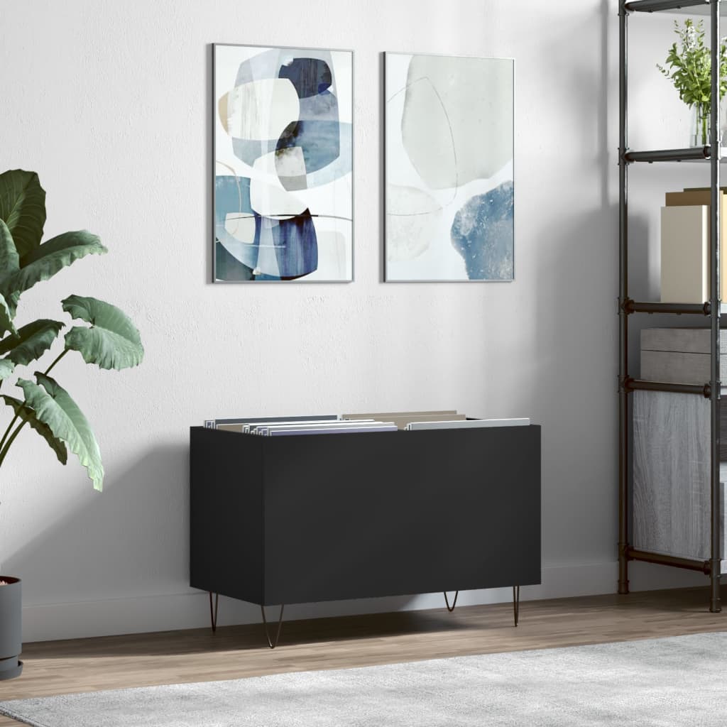 vidaXL Dulap pentru discuri, negru, 74,5x38x48 cm, lemn prelucrat vidaXL Dulap pentru discuri, negru, 74,5x38x48 cm, lemn prelucrat