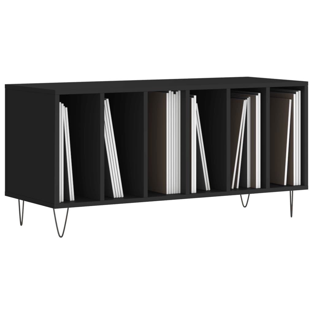 vidaXL Comodă discuri, negru, 100x38x48 cm, lemn prelucrat vidaXL Comodă discuri, negru, 100x38x48 cm, lemn prelucrat