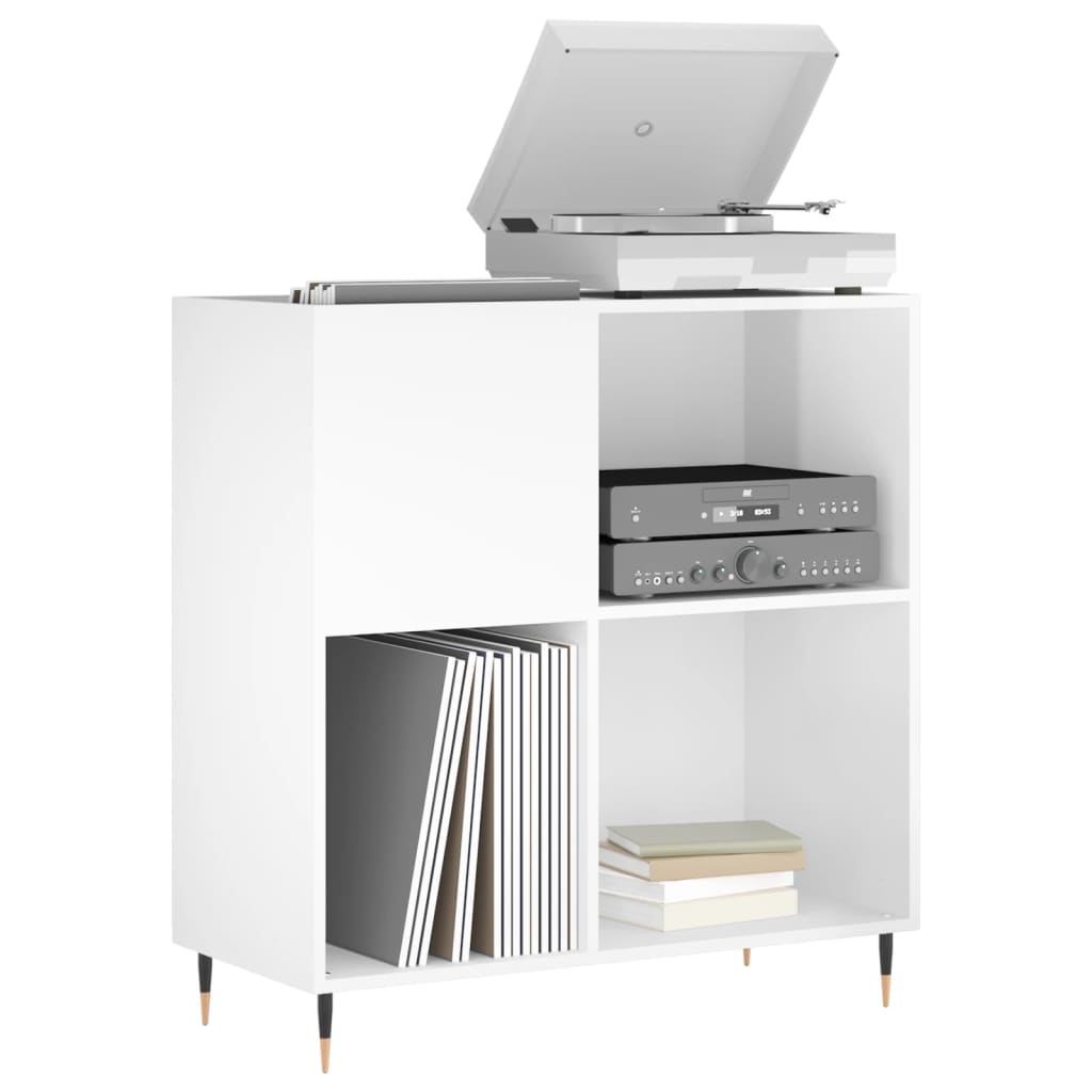 vidaXL Dulap de discuri alb extralucios 84,5x38x89 cm lemn compozit vidaXL Dulap de discuri alb extralucios 84,5x38x89 cm lemn compozit