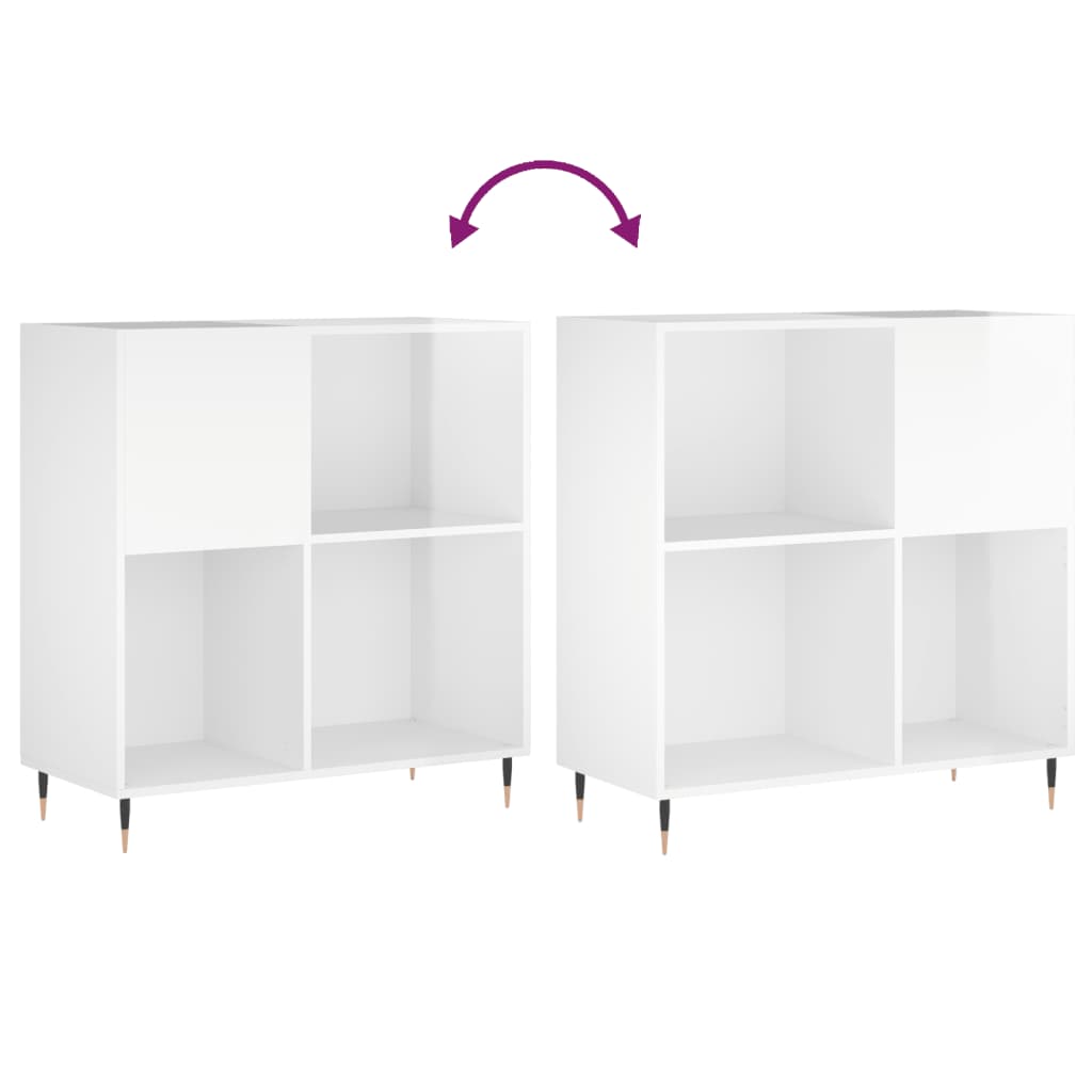 vidaXL Dulap de discuri alb extralucios 84,5x38x89 cm lemn compozit vidaXL Dulap de discuri alb extralucios 84,5x38x89 cm lemn compozit